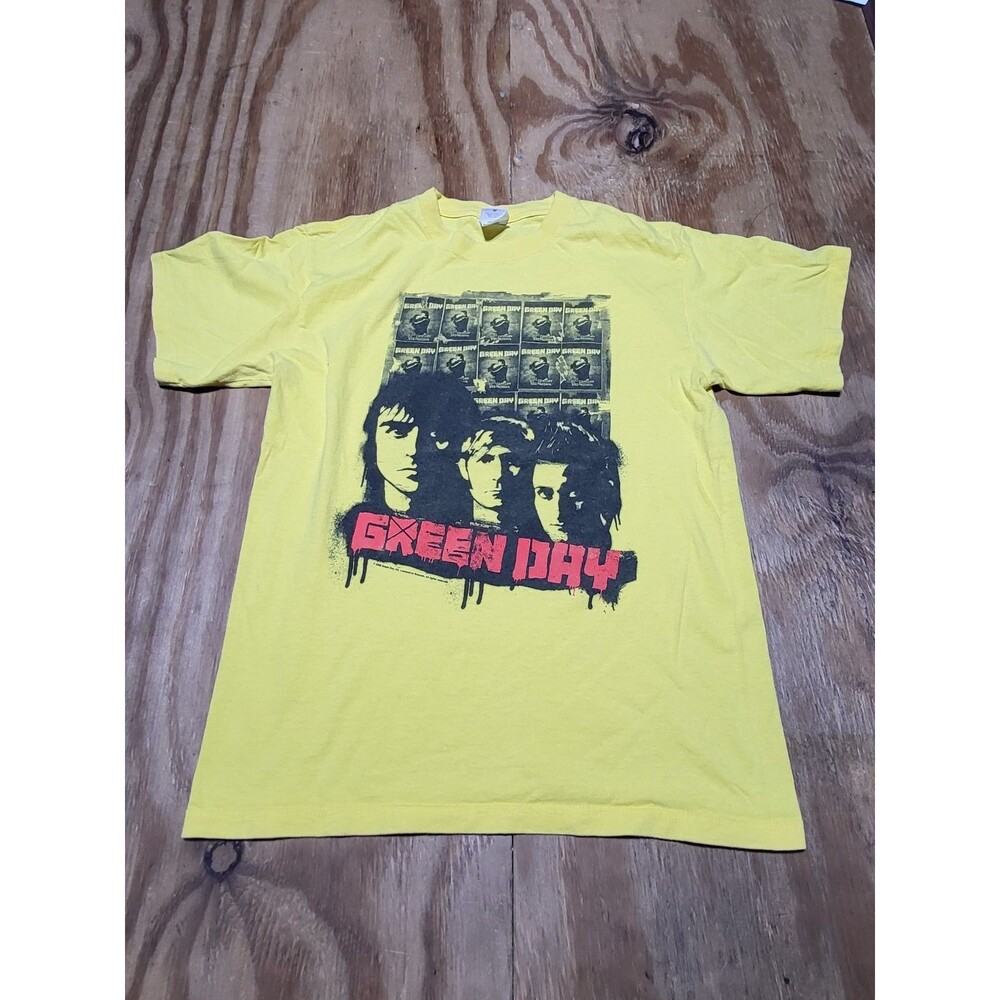 Green Day Tour T Shirt Medium Yellow Pullover Cotton Crewneck @H9